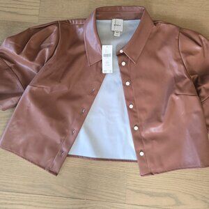 Anthropologie mauve NWT vegan leather short sleeve shirt